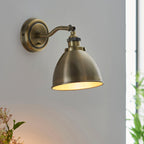 Franklin 1-Light Adjustable Industrial Wall Light - Antique Brass Finish