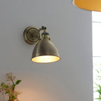 Franklin 1-Light Adjustable Industrial Wall Light - Antique Brass Finish
