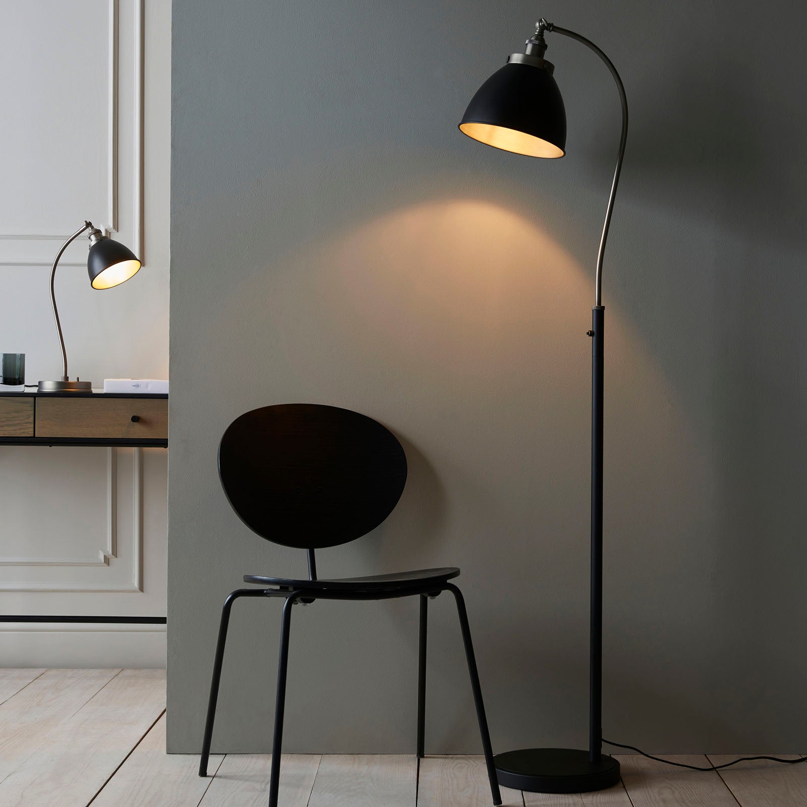 Franklin 1-Light Adjustable Floor Lamp - Matt Black Finish