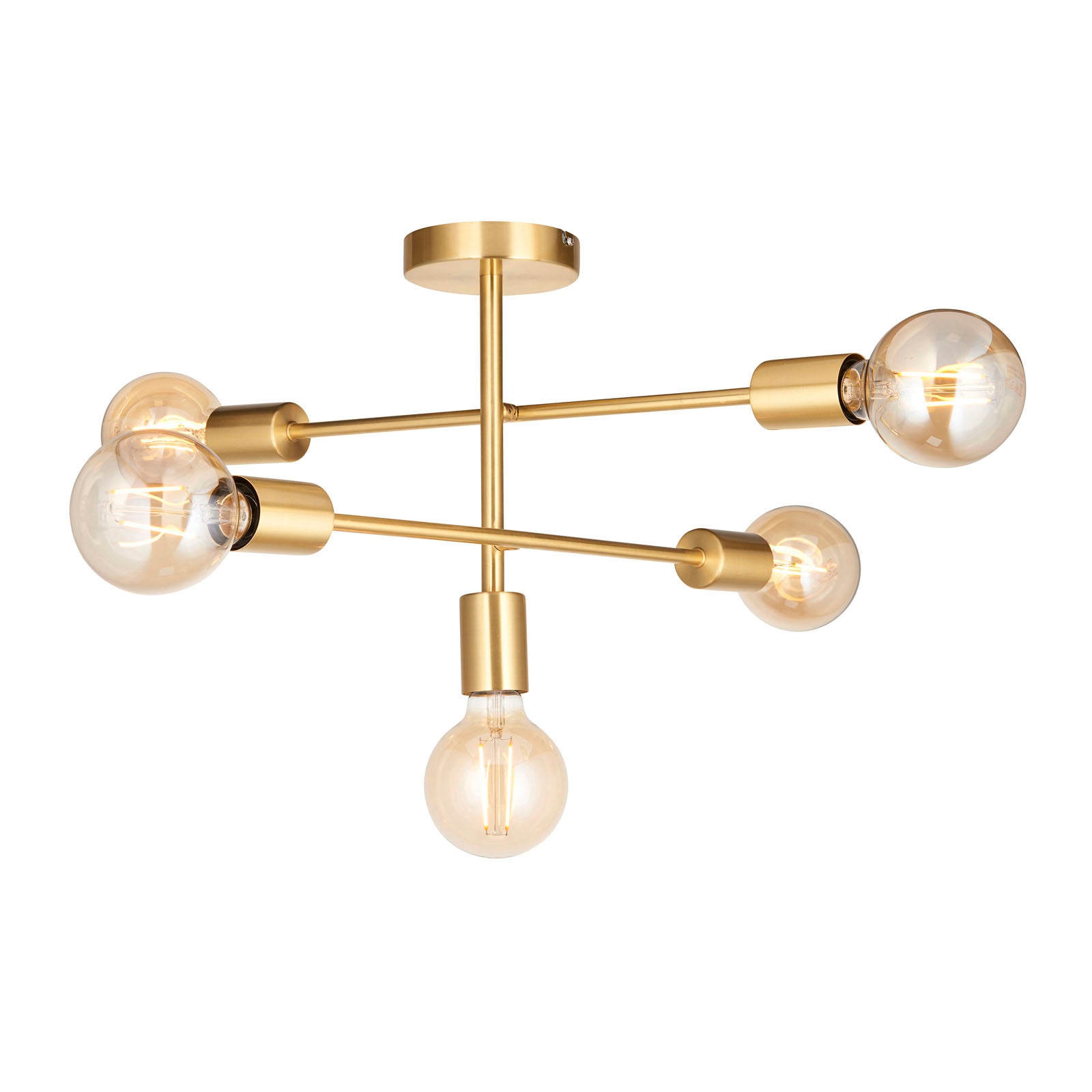 Studio Brushed Brass 5-Light Semi-Flush Ceiling Light