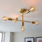 Studio Brushed Brass 5-Light Semi-Flush Ceiling Light
