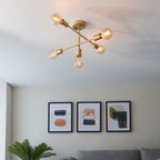 Studio Brushed Brass 5-Light Semi-Flush Ceiling Light