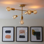 Studio Brushed Brass 5-Light Semi-Flush Ceiling Light