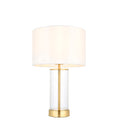 Lessina 1-Light Dimmable Table Lamp with Clear Glass Base & White Shade (Brushed Gold)