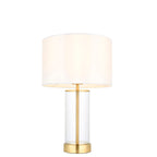 Lessina 1-Light Dimmable Table Lamp with Clear Glass Base & White Shade (Brushed Gold)