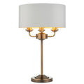 Highclere Antique Brass 3-Light Table Lamp with Vintage White Shade