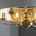Highclere Antique Brass 6-Light Multi-Arm Pendant Light with Vintage White Shades