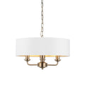 Highclere Antique Brass 3-Light Pendant Light with Vintage White Shade