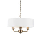 Highclere Antique Brass 3-Light Pendant Light with Vintage White Shade