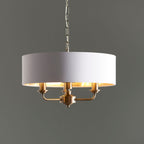 Highclere Antique Brass 3-Light Pendant Light with Vintage White Shade