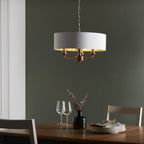 Highclere Antique Brass 3-Light Pendant Light with Vintage White Shade