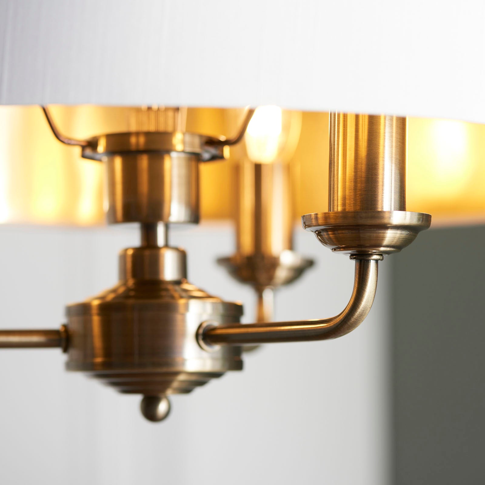 Highclere Antique Brass 3-Light Pendant Light with Vintage White Shade