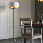 Highclere Antique Brass 3-Light Table Lamp with Vintage White Shade