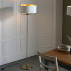 Highclere Antique Brass 3-Light Table Lamp with Vintage White Shade