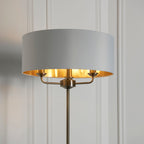 Highclere Antique Brass 3-Light Table Lamp with Vintage White Shade