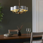 Highclere Antique Brass 6-Light Pendant Light with Vintage White Shades