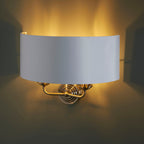 Highclere Antique Brass 2-Light Wall Light with Vintage White Shades