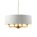 Highclere Antique Brass 8-Light Pendant Light with Vintage White Shades