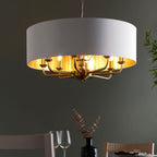 Highclere Antique Brass 8-Light Pendant Light with Vintage White Shades