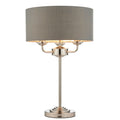 Highclere Bright Nickel 3-Light Table Lamp with Charcoal Linen Shade