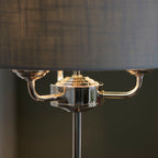 Highclere Bright Nickel 3-Light Table Lamp with Charcoal Linen Shade