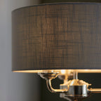 Highclere Bright Nickel 3-Light Table Lamp with Charcoal Linen Shade