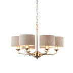 Highclere Brushed Chrome 6-Light Pendant Light with Natural Linen Shades