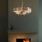 Highclere Brushed Chrome 6-Light Pendant Light with Natural Linen Shades