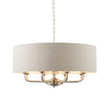 Highclere Brushed Chrome 8-Light Pendant Light with Natural Linen Shades