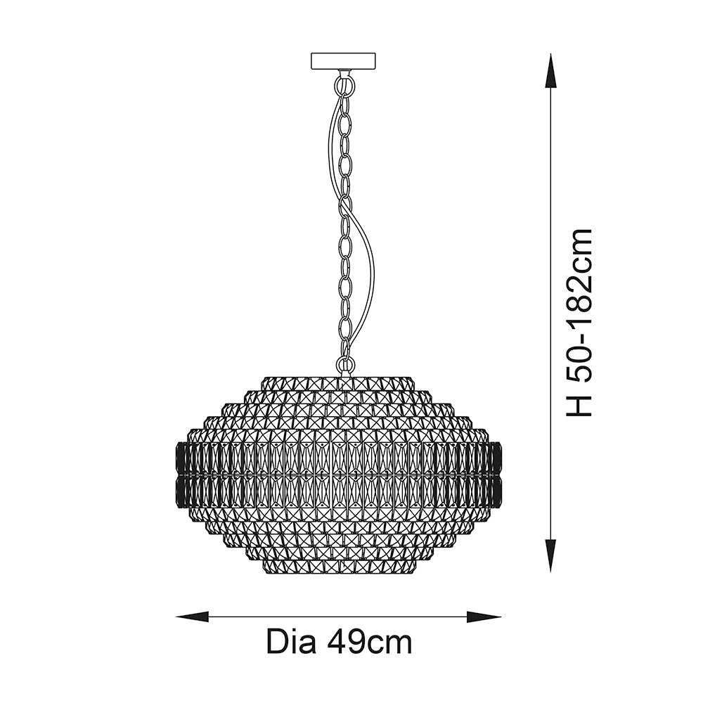 Beatrice 5 Light Pendant - Chrome/Crystal
