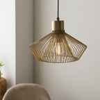 Kimberley Polished Gold Metal Cage Pendant Light