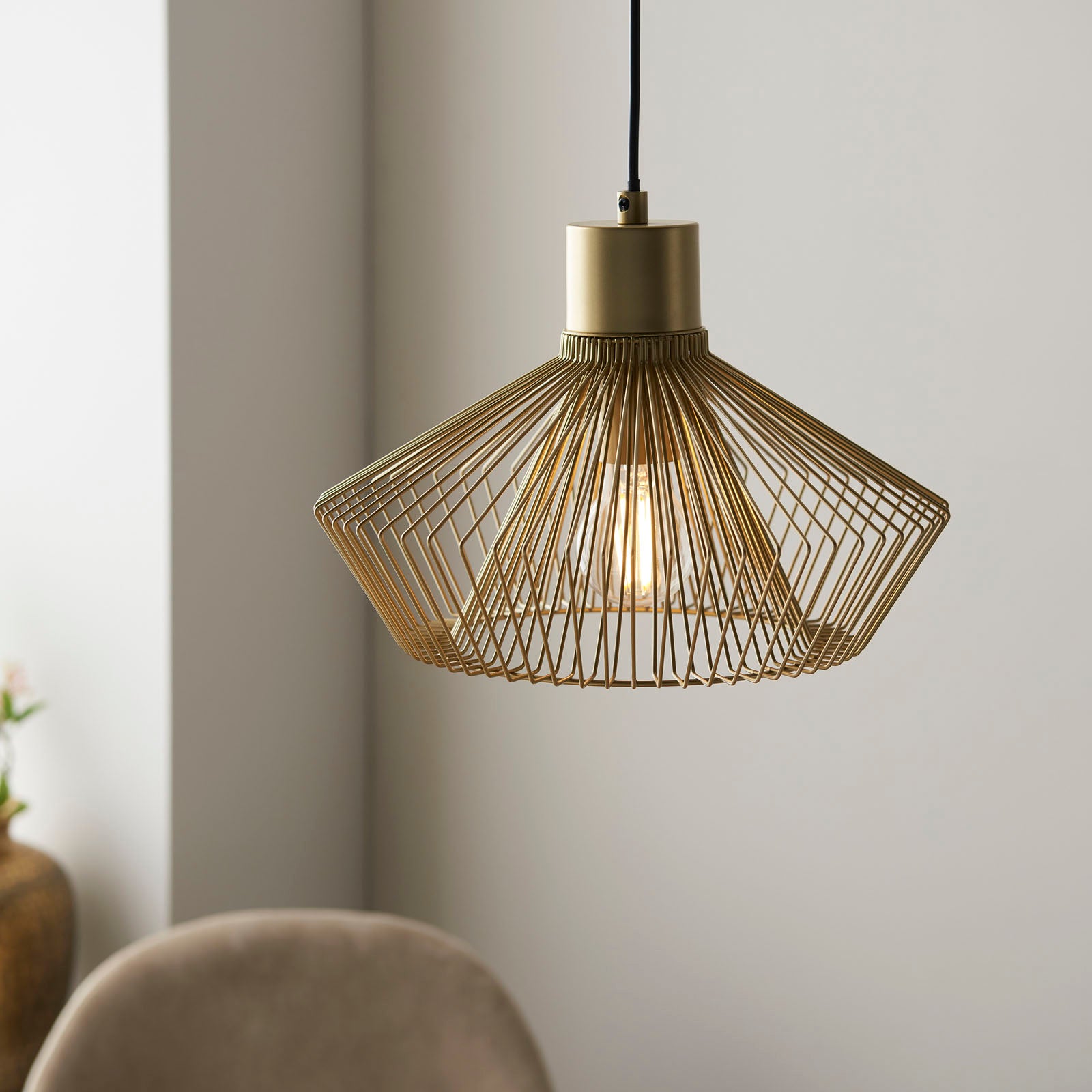 Kimberley Polished Gold Metal Cage Pendant Light