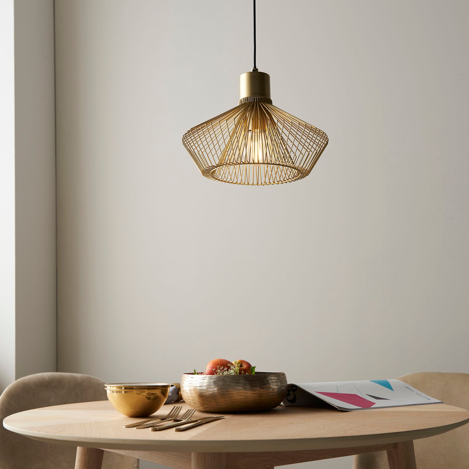 Kimberley Polished Gold Metal Cage Pendant Light