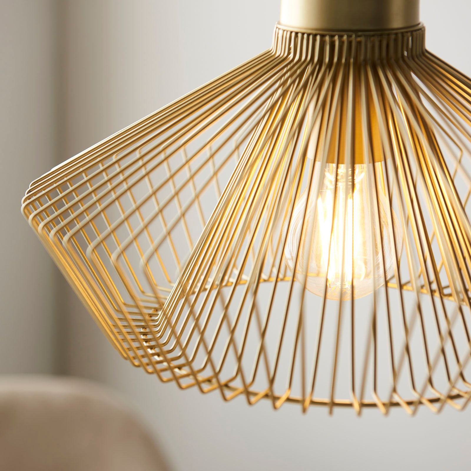 Kimberley Polished Gold Metal Cage Pendant Light