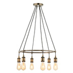 Hal 6-Light Antique Brass Industrial Pendant Lamp