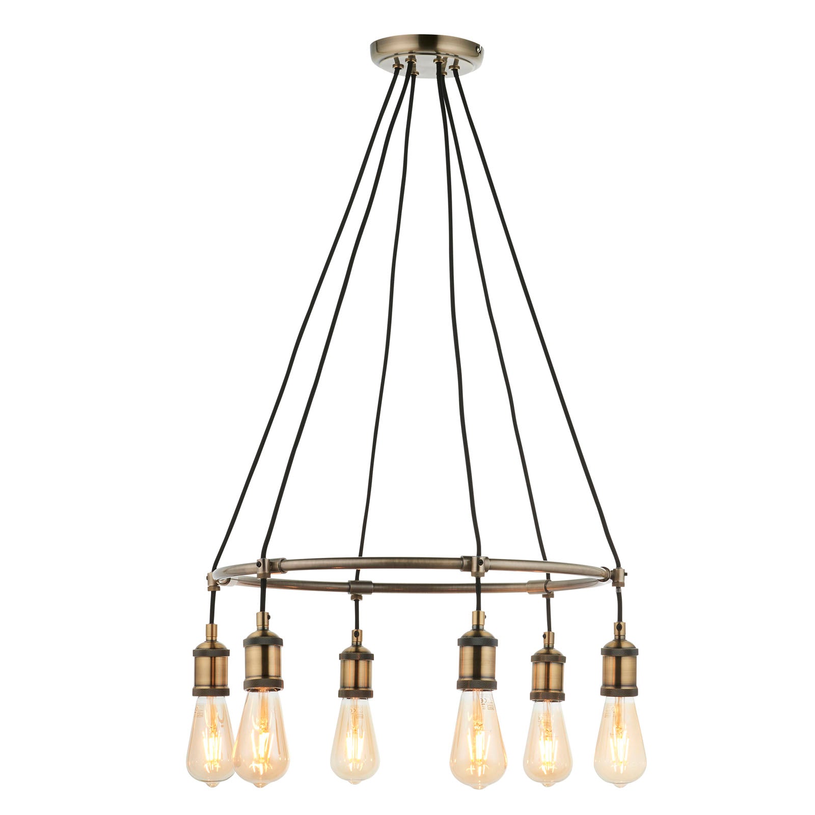 Hal 6-Light Antique Brass Industrial Pendant Lamp