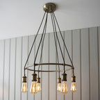 Hal 6-Light Antique Brass Industrial Pendant Lamp