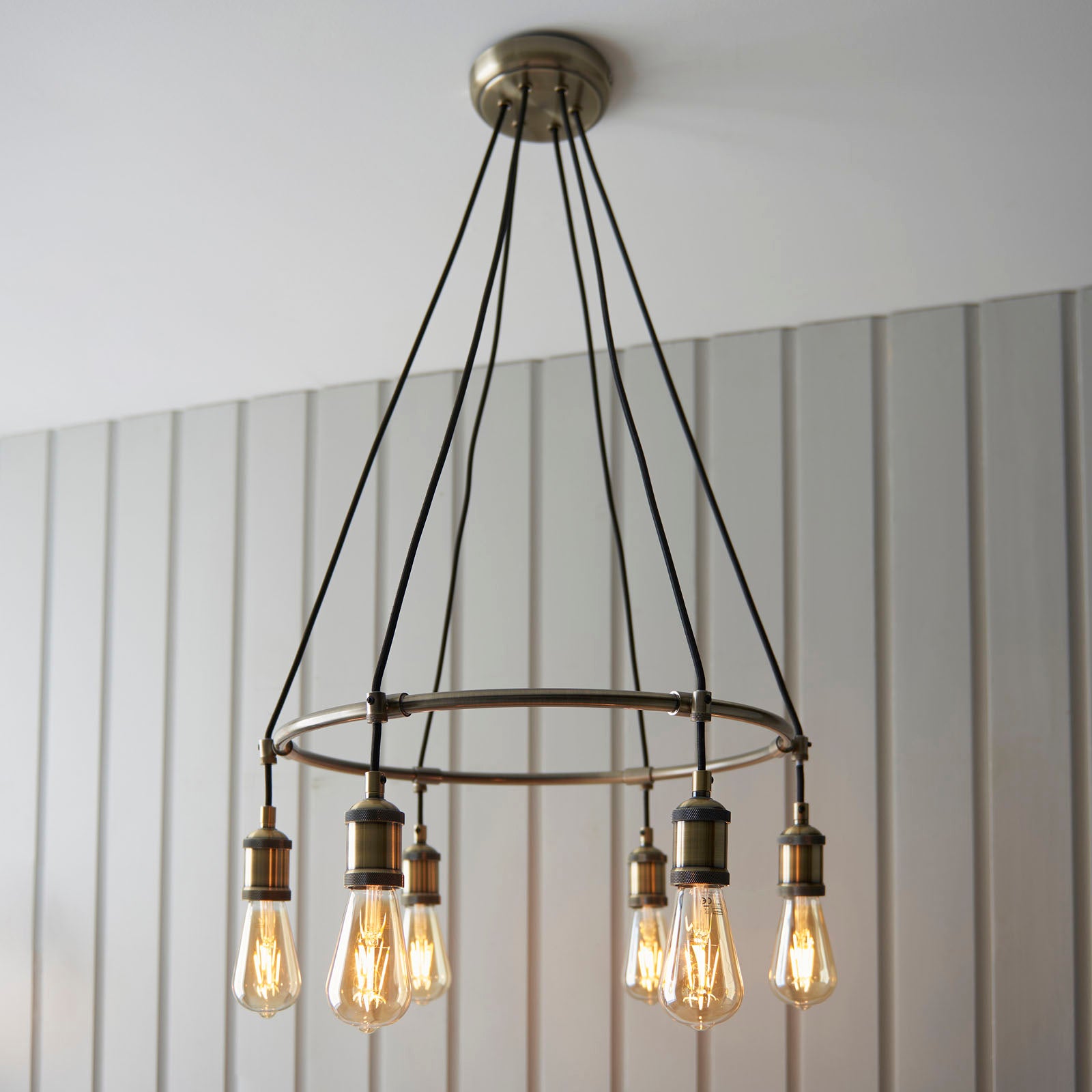 Hal 6-Light Antique Brass Industrial Pendant Lamp