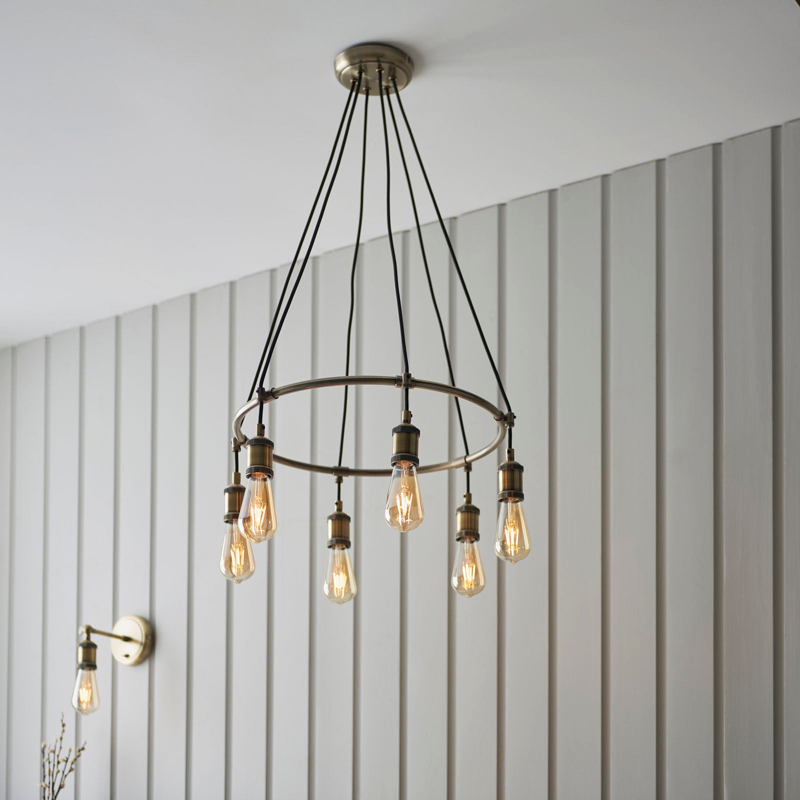 Hal 6-Light Antique Brass Industrial Pendant Lamp