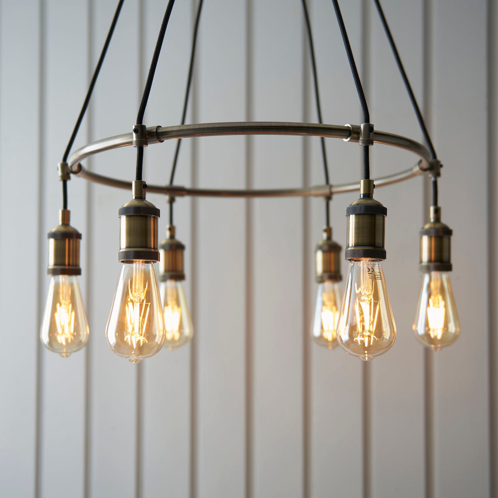 Hal 6-Light Antique Brass Industrial Pendant Lamp