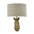 Abby Zebra Wall Light Gold with Natural Linen Shade