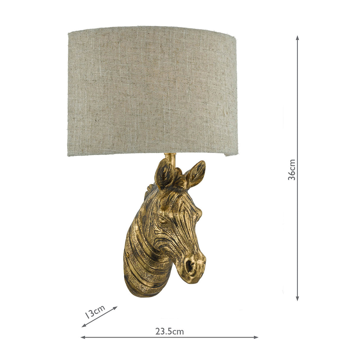 Abby Zebra Wall Light Gold with Natural Linen Shade