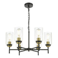 Abel 6 Light Pendant Satin Black & Gold with Glass Shades