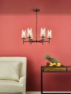 Abel 6 Light Pendant Satin Black Glass