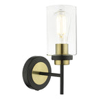 Abel Wall Light Satin Black & Gold with Glass Shades