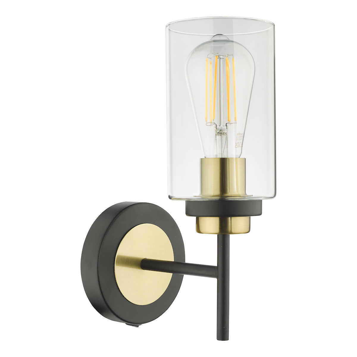 Abel Wall Light Satin Black & Gold with Glass Shades