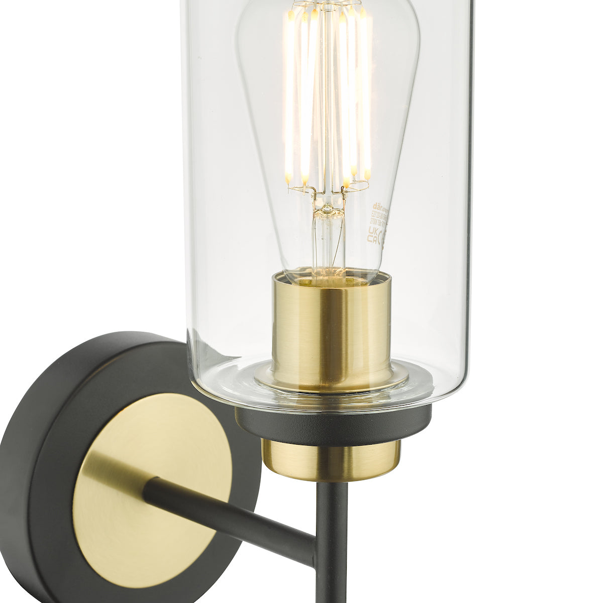 Abel Wall Light Satin Black & Gold with Glass Shades