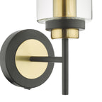 Abel Wall Light Satin Black & Gold with Glass Shades
