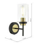 Abel Wall Light Satin Black & Gold with Glass Shades