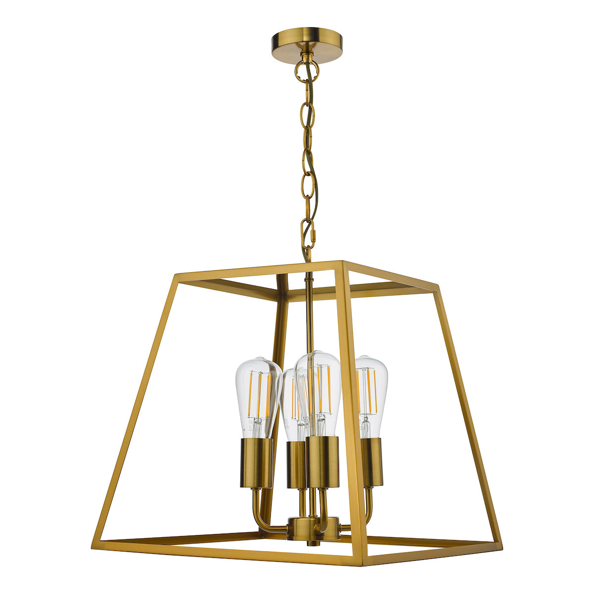 Academy 4 Light Lantern Natural Brass